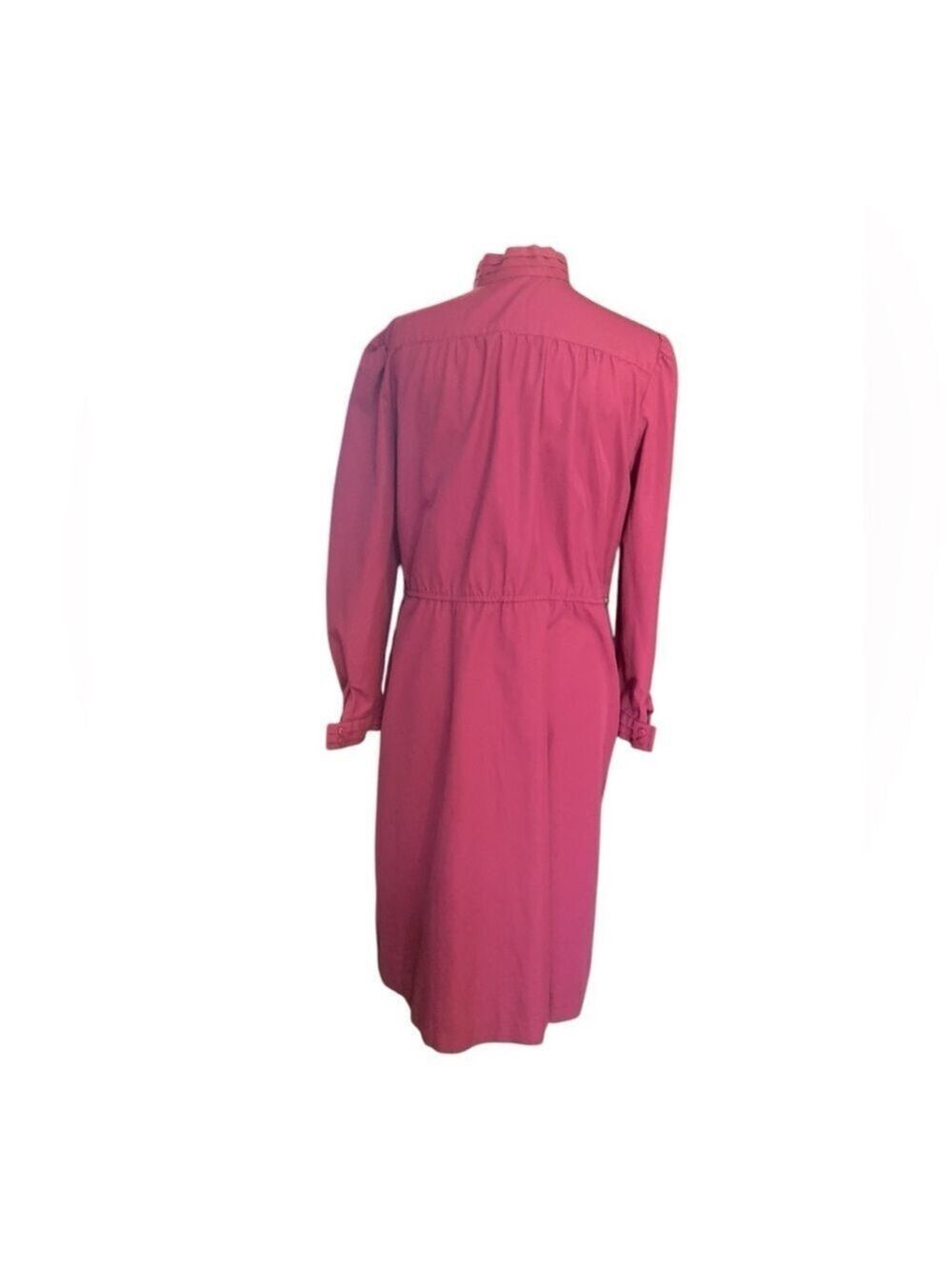 ❤️Vintage 90’s Sasson high neck puff sleeved plum button up midi dress sz 14/15 - Picture 6 of 10